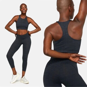 OUTDOOR VOICES Move Free Padded Microstripe High Neck Sports Bra